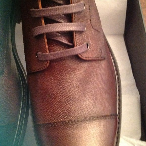 Bloomingdale's Men's Brown Leather Cap Toe Boots - 11.5 - New in Box - Picture 9 of 13